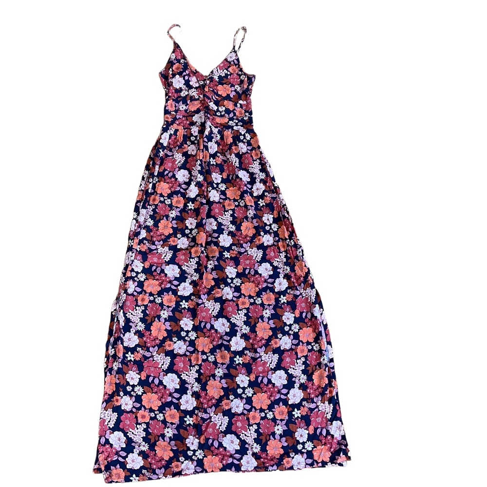 Altar'd State Navy Blue Floral Pattern Spaghetti Straps  Maxi Dress Extra‎ Small